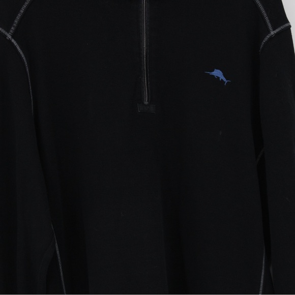 TOMMY BAHAMAS Quarter Zip Jacket Black Blue Size Large - Picture 10 of 12